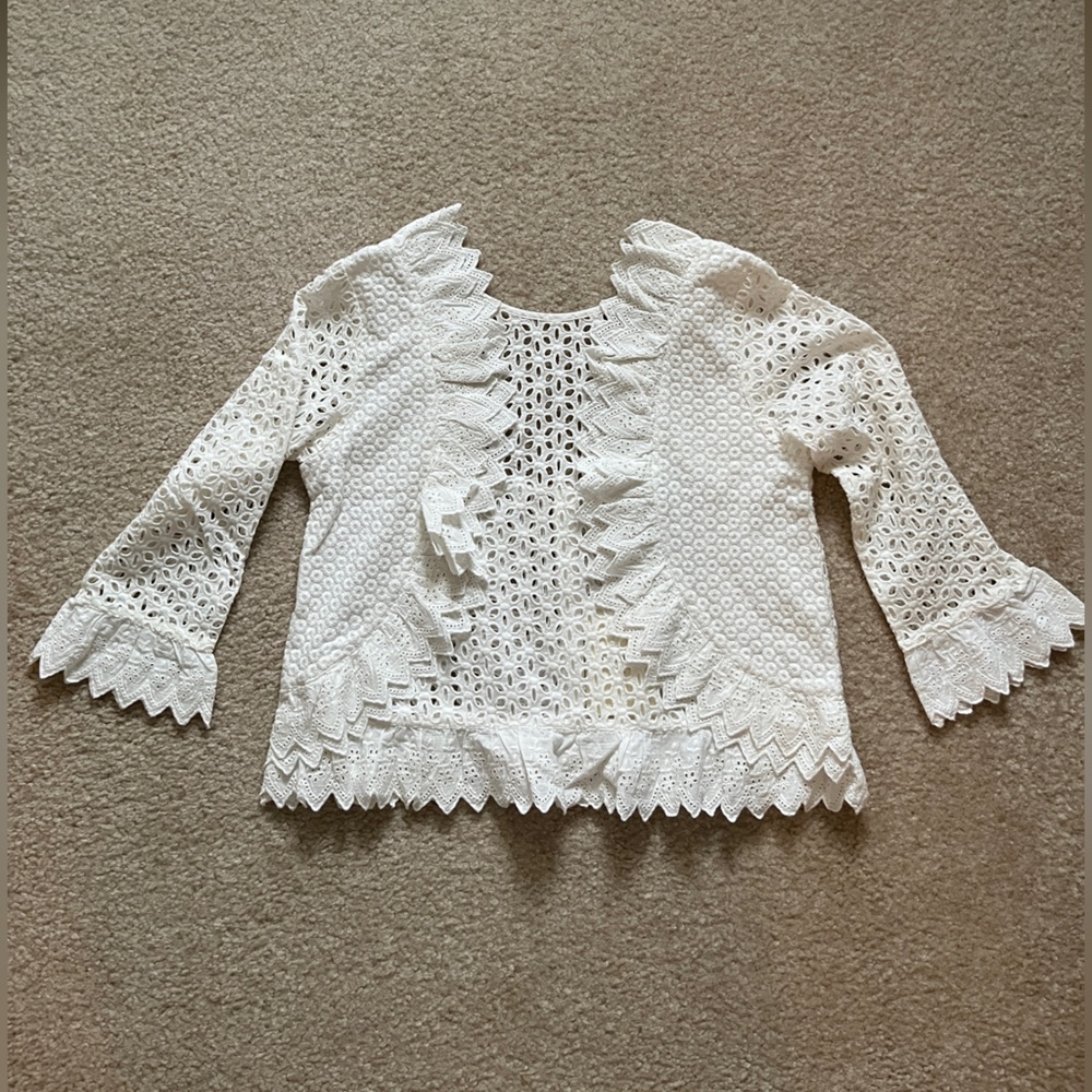 Sezane Jonah White Eyelet Top size 4